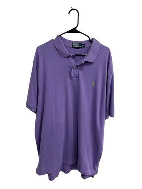 Polo Ralph Lauren XXL Mens Purple Polo Shirt Green Logo Collegiate Retro